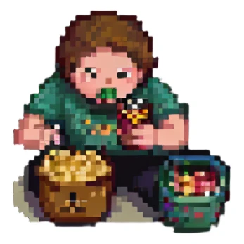 man eating chips sticker