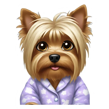 Yorkie wearing pajamas sticker