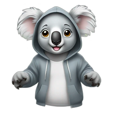 Koala with hoodie waving sticker