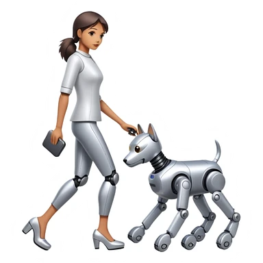 Sorayama girl walking a dog sticker
