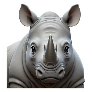 cinematic-noble-rhinoceros-portrait-emoji,-poised,-with-a-massive,-powerful-build-and-a-thick,-hide-of-slate-gray,-deep-set-soulful-piercing-eyes,-simplified-yet-sharp-and-sophisticated-features,-highly-detailed, with large black eyes, szoomed out showing houlders sticker