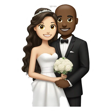 brunette hair bride and husband with to black bridesmaids  sticker
