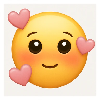 create a blushing face with hearts around it, matching the style of this image as closely as possible sticker
