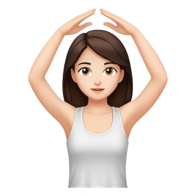 Brunette girl with white tank top and arms up sticker