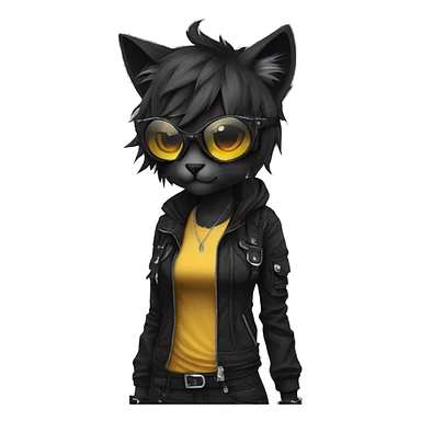 Edgy Beautiful Anthro cool dark cat-fursona punk techwear sticker