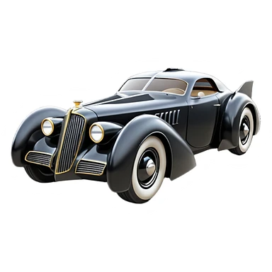  the animated series aerodynamic opulent dark knight futuristic concept Batmobile loosely based on 1936 cord 812 Lincoln (flat long straight faceted mechanical body) winged stealthy street hot rod  sticker