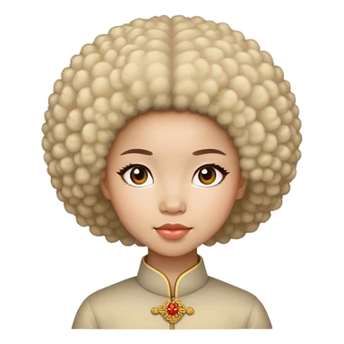 A Chinese girl with a afro sticker