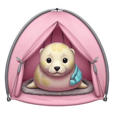 Gray Seal in a light pink tent  sticker