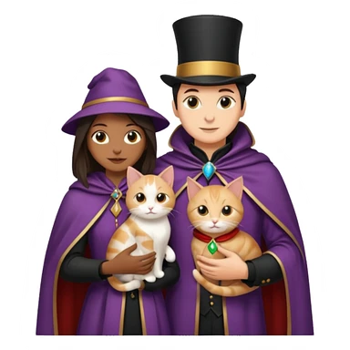 magician couple and their pet cat sticker