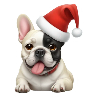 french bulldog wearing santa hat sticker