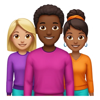 Black man with   with two women one black one Chinese  sticker
