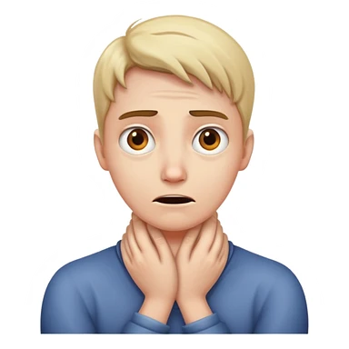 hands around neck crossed with a scared face  sticker