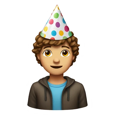 Brown haired boy wearing birthday hat sticker