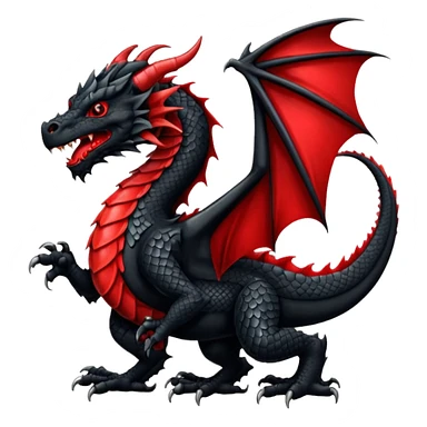 black Welsh dragon rampant, heraldic style sticker