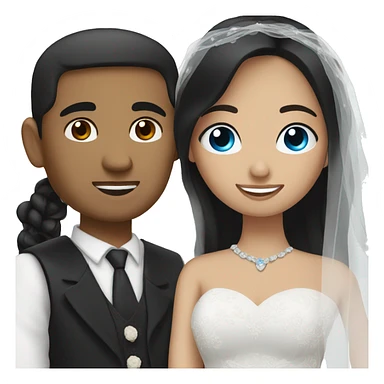 Mexican bride that has brown eyes and black hair hugging her white groom that has brown hair and blue eyes sticker