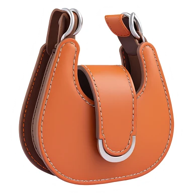 horseshoe, 3D, brown camel leather, orange stitching, elegant, no text sticker