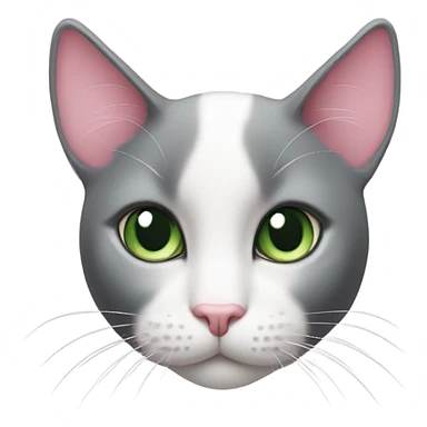 Tuxedo cat with green eyes and pink nose and black spot on chest sticker