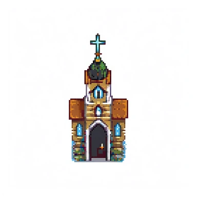 church icon, pixel art style sticker