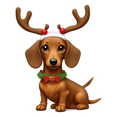 Mini long haired tan dachshund dressed like Rudolph sticker