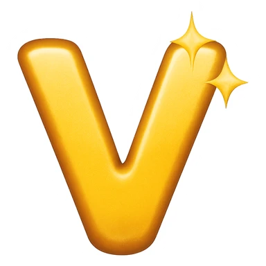 letter V emoji with sparkles, no background sticker