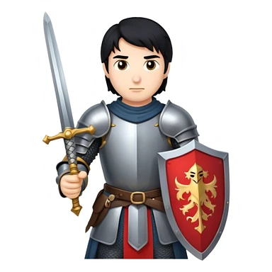 knight with sword. black hair sticker