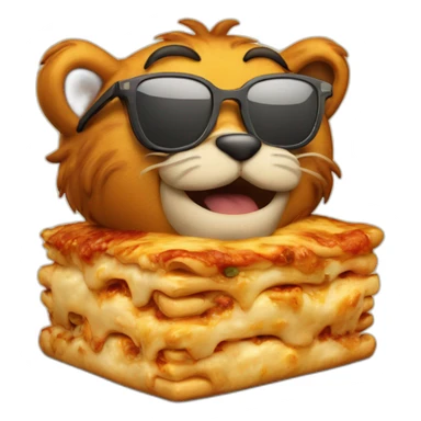 Garfield with sunglasses eating a lasagna sticker