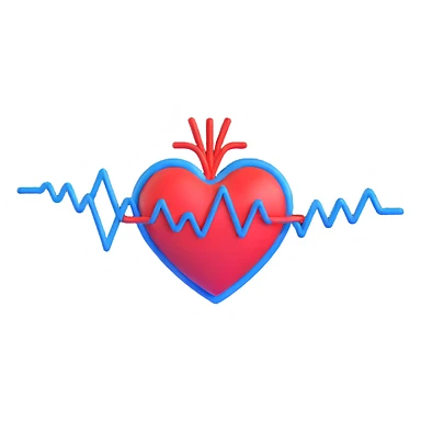 3D heart with blue and red ECG pulse line sticker