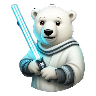Jedi polar bear with soccer ball with light saber sticker