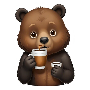 Black bear drinking a black coffee sticker
