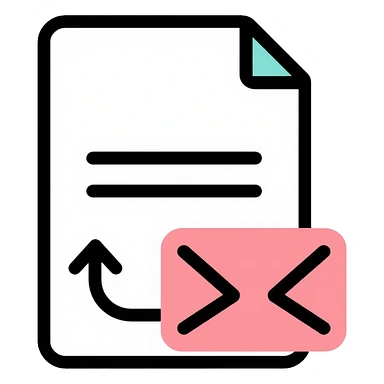 A document with a return arrow, representing a return policy sticker