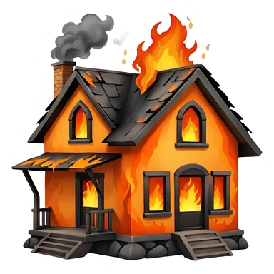 damaged house on fire sticker