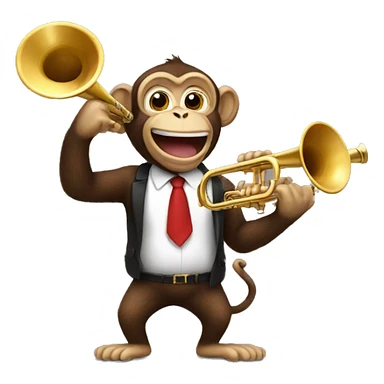 A monkey holding a trumpet sticker