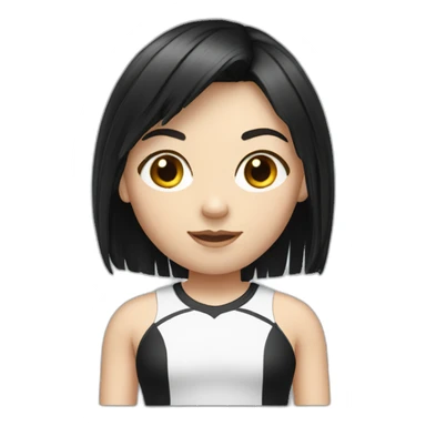 A white girl with black hair and a fringe in a sport outfit sticker