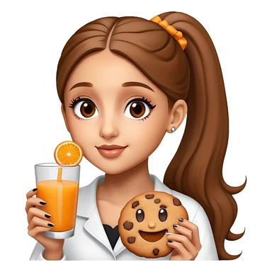 Ariana grande, holding cookie and orange juice  sticker