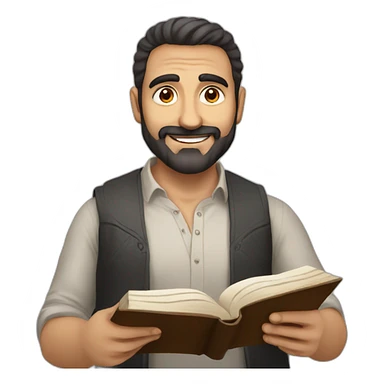 Armenian men reading book and looking at camera and smiling  sticker