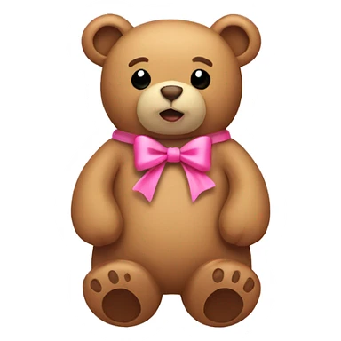 Tan stuffed bear with pink bow sticker