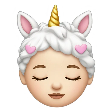 Sleeping white Newborn with unicorn headband sticker