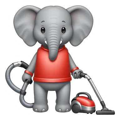 elephant pushing vacuum cleaner sticker