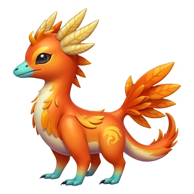  Shiny iridescent light warmly colored reddish-orange-gold-gradients neon vibrant colorful pastel flourishing flurry fuzzy Nargacuga-Palkia-Meloetta-Noibat-fusion-animal-Fakémon-hybrid-creature, by griffsnuff sticker
