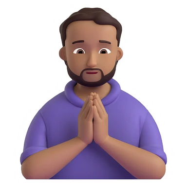 anxious man with hands clasped together in prayer position with worried expression sticker