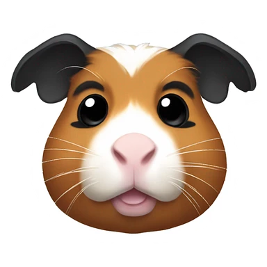 Guinea pig with black Head and brown ear and black ear sticker