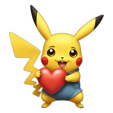 Pikachu with a heart  sticker