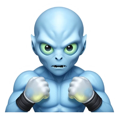 ice alien MMA fighter portrait, head and shoulders only, icy blue skin, frost aura, glowing cold eyes, combat gloves, 3D cartoon, mobile game icon style, clean background, no text, no watermark
 sticker