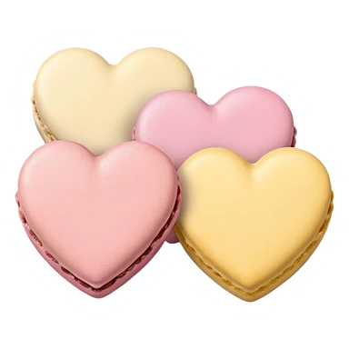 Macaroons in the shape of hearts in soft pink, beige and yellow pastel colors sticker