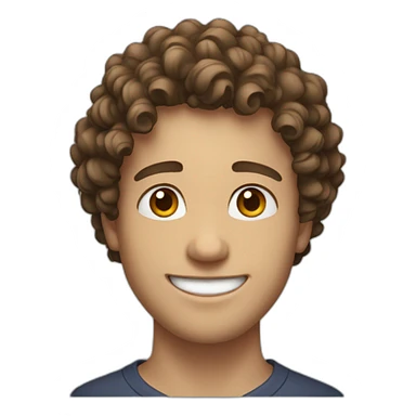 White Young man with brun curly hair smiling sticker