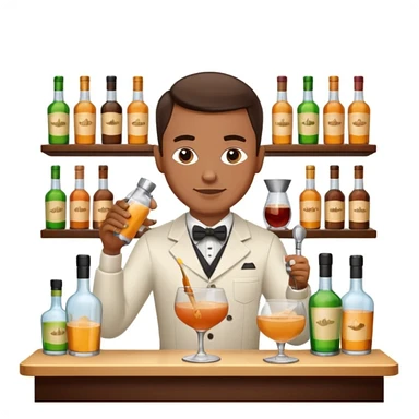 bartender mixing drinks, club backgroudn with bottles sticker
