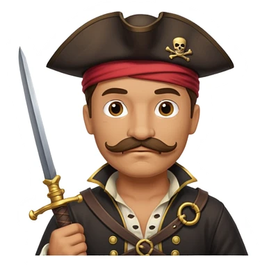 male pirate with mustache holding sword sticker