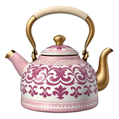 Pink white & beige Talavera tea kettle sticker
