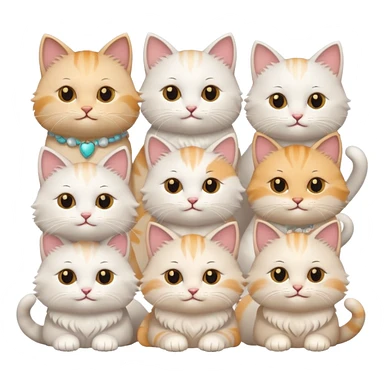 White cute cats with accessories sticker