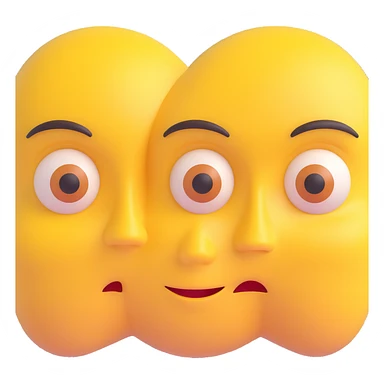animated yellow face, neutral to side-eye expression, right eyebrow up, left down, eyes look left, mouth neutral, smooth seamless loop, transparent background, high resolution GIF sticker